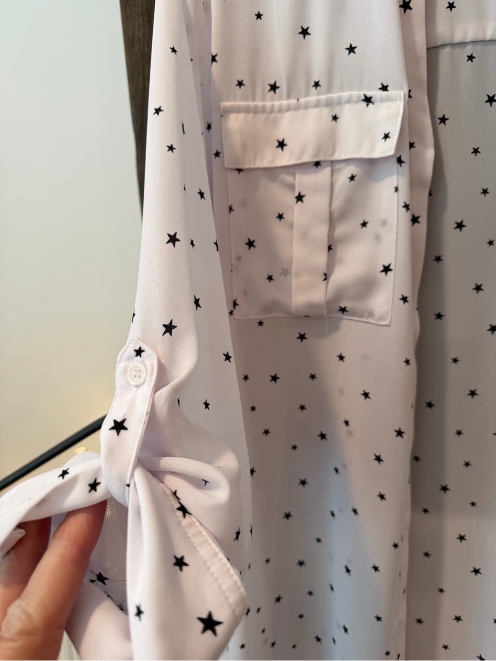 a.n.a White Blouse with Black Star Print